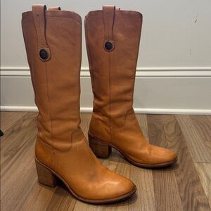 Kork-Ease Tan Leather Knee-High Heeled Boots